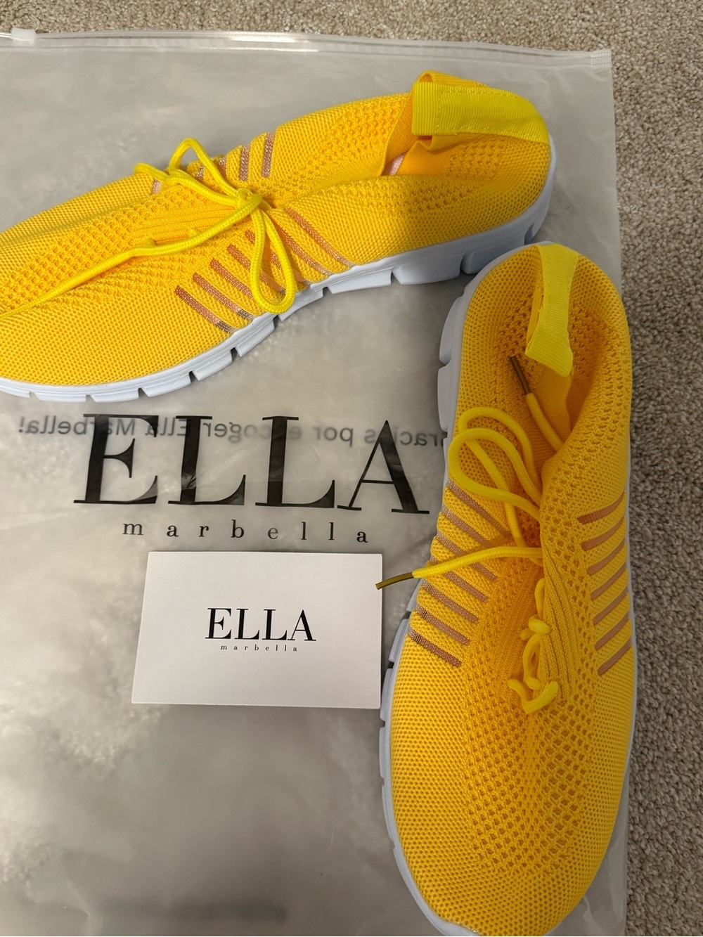 Women’s Bright Yellow Knit Lace-Up Sneakers